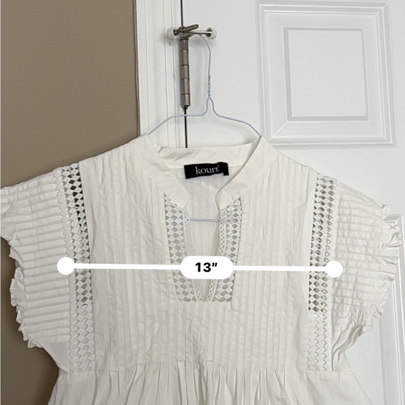 Few Moda Kourt brand white flutter sleeve cotton dress - Picture 6 of 7